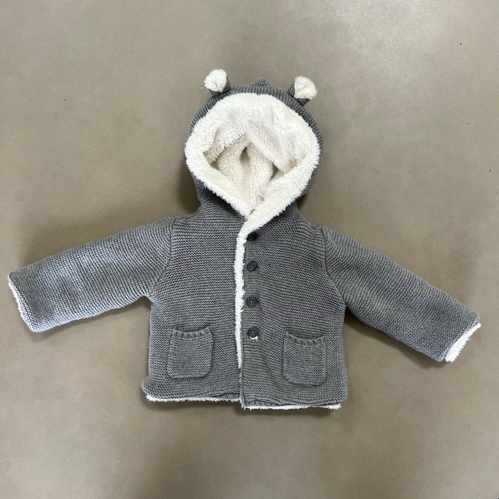 Knit Bear Ears Baby Coat